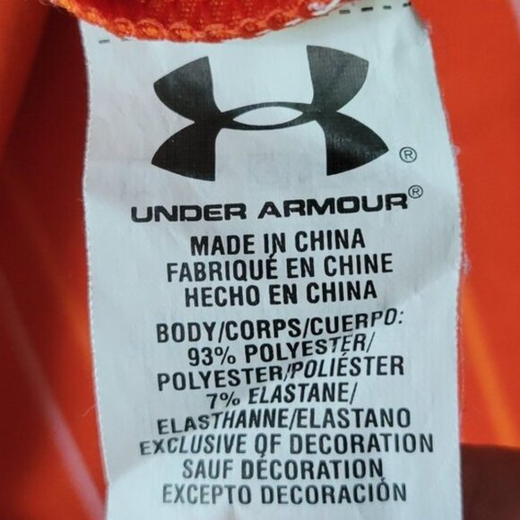 Under Armour Striped Golf Polo Orange Men's Medium Loose UA Heat Gear - Picture 4 of 7